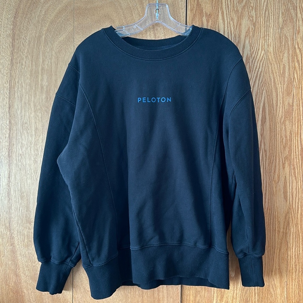 Peloton Crewneck Sweatshirt Side Panel Pullover Black